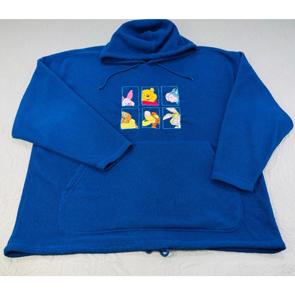 Vintage Winne the Pooh Sweatshirt Hoodie Blue Fleece X Large Friends Tigger Hood